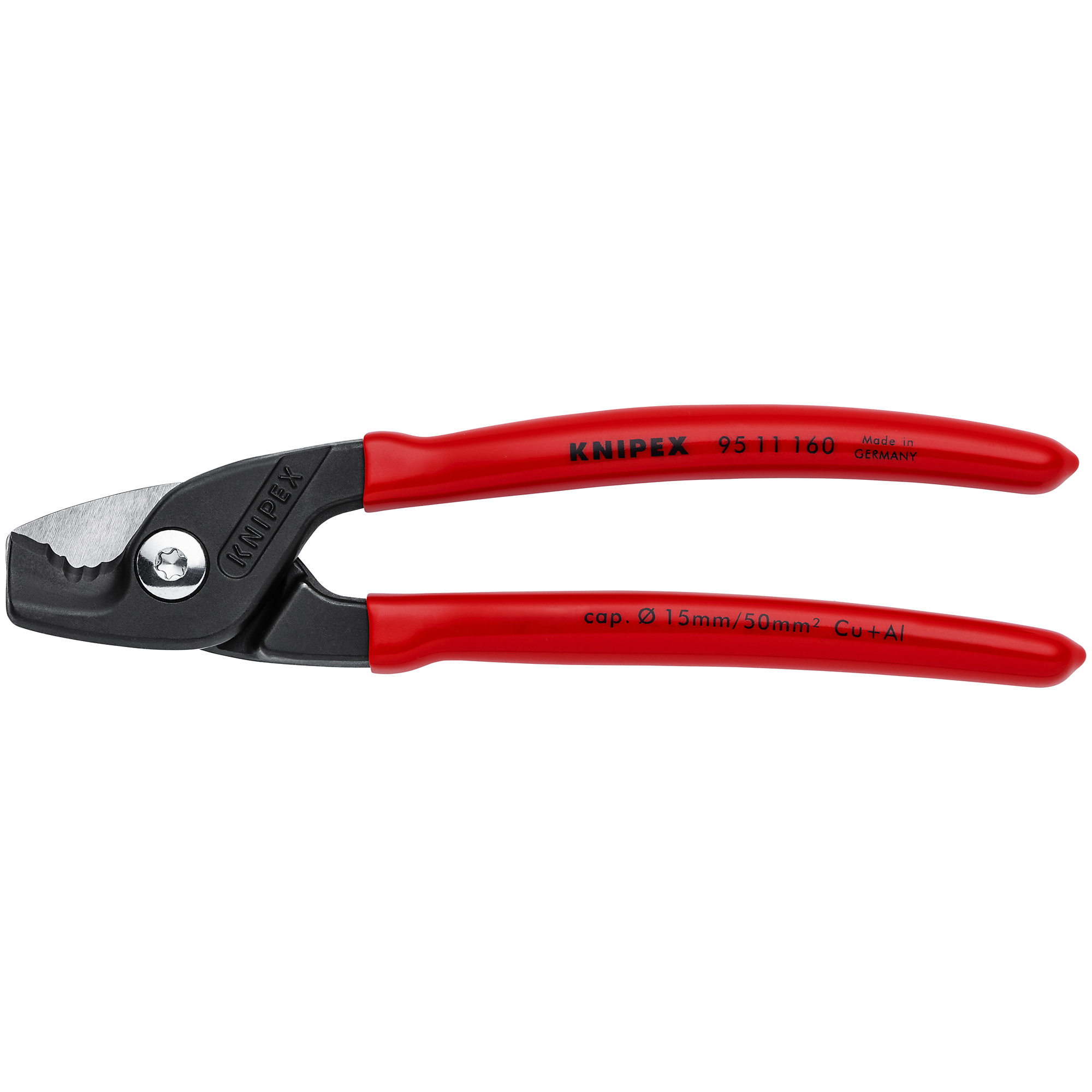 KNIPEX StepCut Cable Shears - 6.25in., Plastic Coating, Steel, 0.562in. Jaw Capacity, Model# 95 11 160